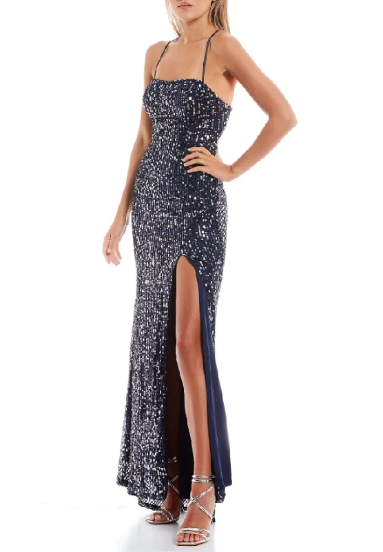 Women's Work Outfit Casual Chic 11 - dear moon navy sequin gown