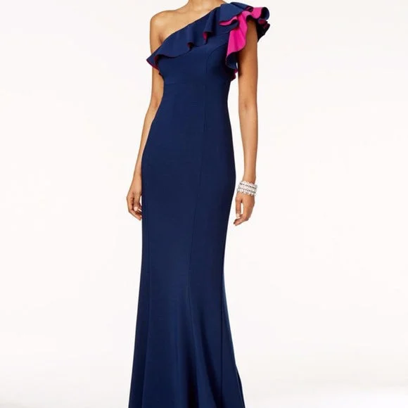 Stylish Women's Garments Great Deals On Ethnic Cultural Wear 6P - xscape navy & fuchsia mermaid gown