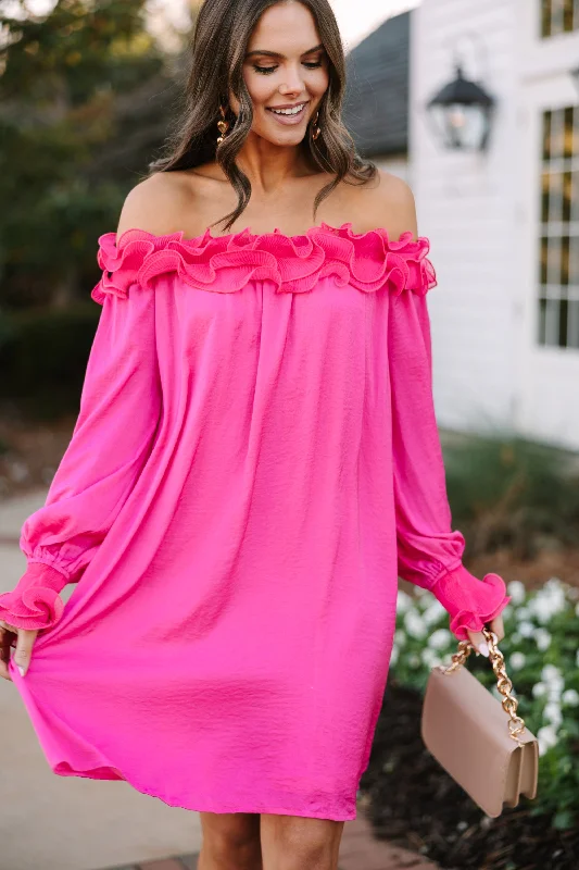 Women's Formal Event Attire Hot Styles Can You Believe It Hot Pink Ruffled Dress