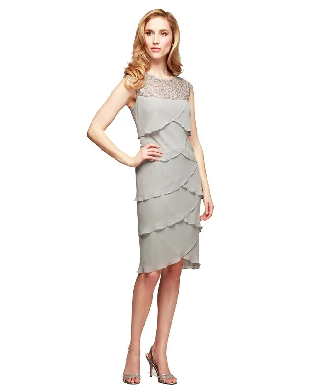 Vintage Clothing For Women Style Upgrade Alex Evenings - Tiered Drape Sleeveless Dress 196481SC