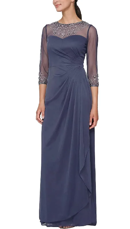 Vintage-Inspired Women's Clothes Trendy Styles 18 - alex evenings embellished illusion 3/4 sleeve gown