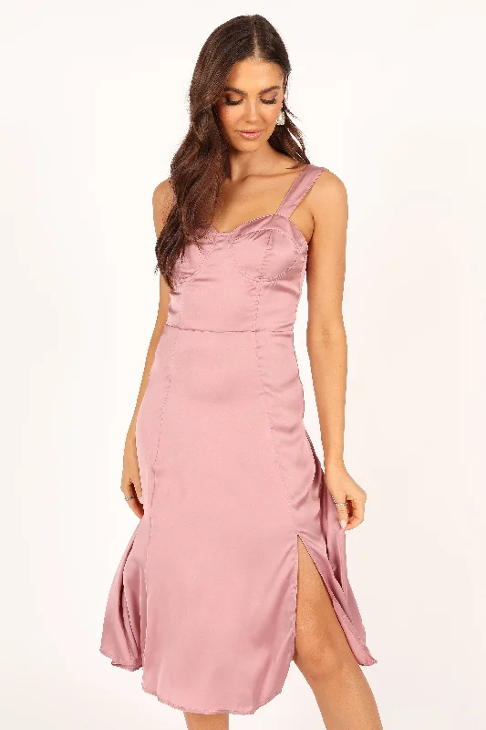 Women's Layered Outfit Big Savings On Rustic Countryside Styles Siobhan Midi Dress - Mauve