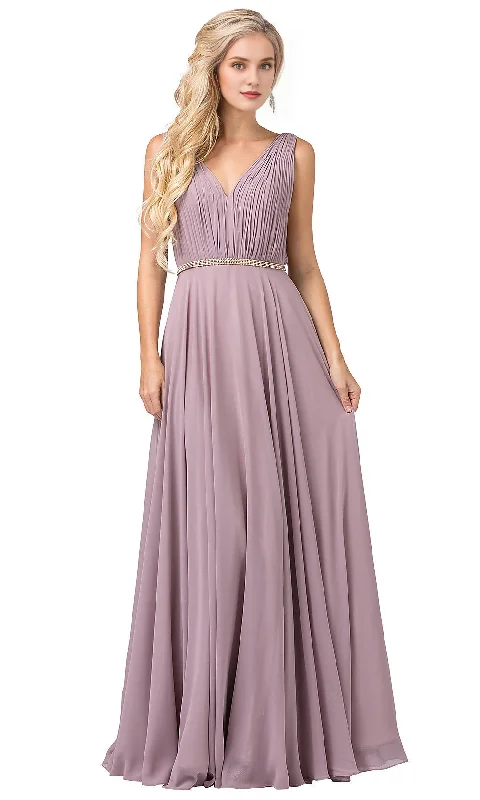 Women's Classic Attire Classic Women's Fashion A-line sleeveless V-neck pleated body and floor length Prom dress