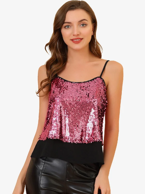 Women's Clothes For The Office Celebrate With Big Savings Sequined Camisole Sleeveless Shining Party Club Layered Cami Top