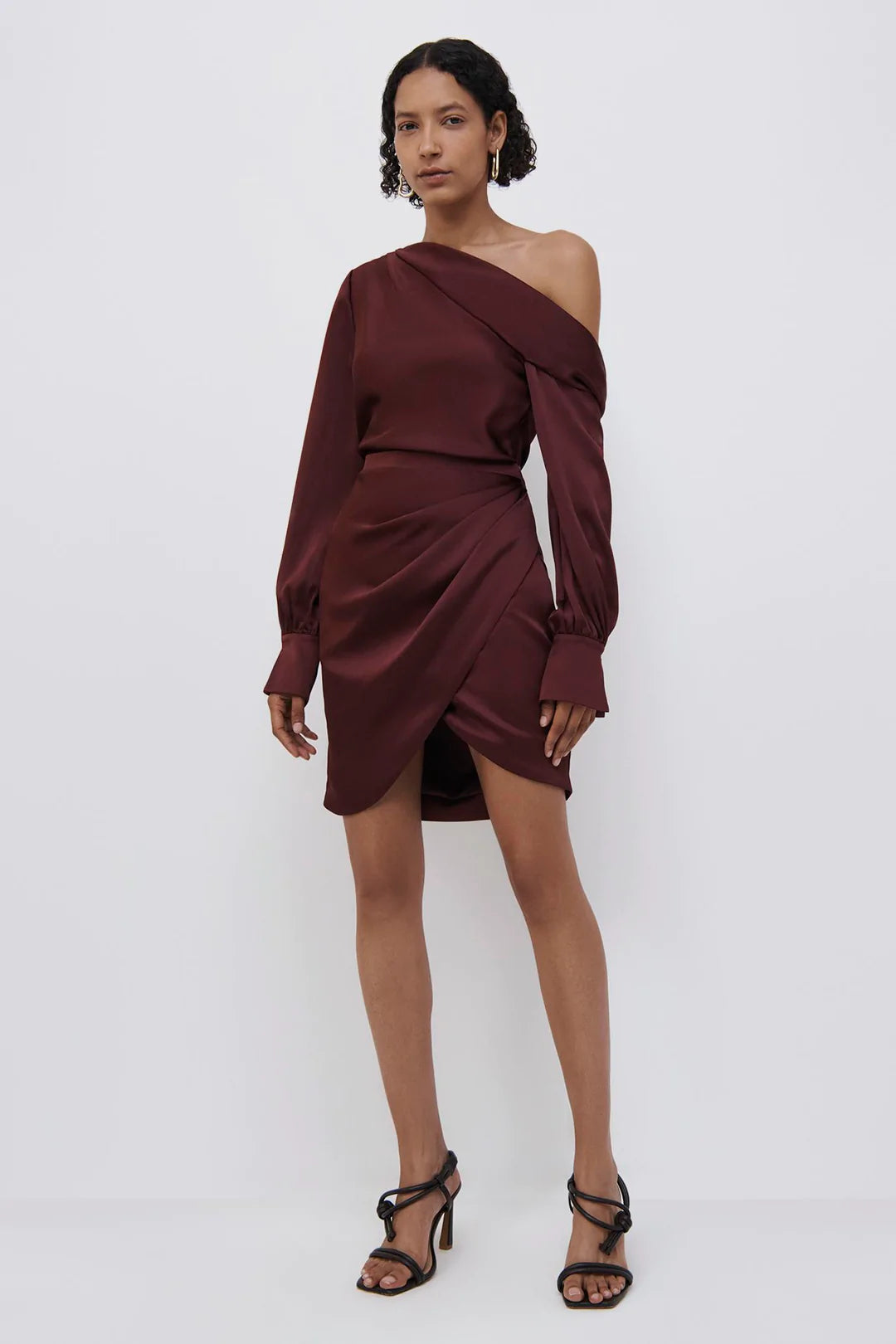 Women's Chic Outerwear Outfit Modern Romance Cameron Satin Mini Dress - Mulberry