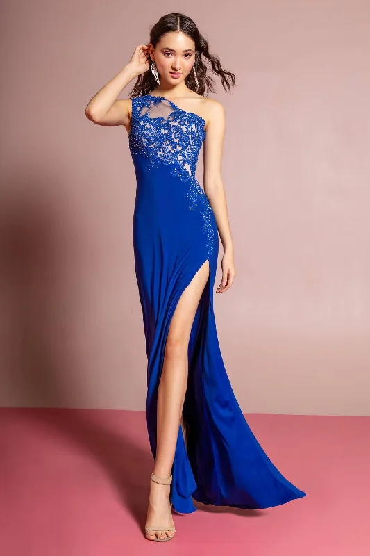 Charming Women's Holiday Apparel Boutique Styles Long Formal One Shoulder Prom Dress with Side Slit Sale