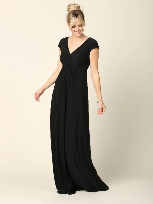 Women's Seasonal Garments Stylish Basics Mother of the Bride V Neck Long Formal Dress Sale