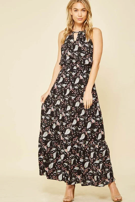 Formal Outfit For Women Comfort Centric Apparel Paisley Print Maxi Dress