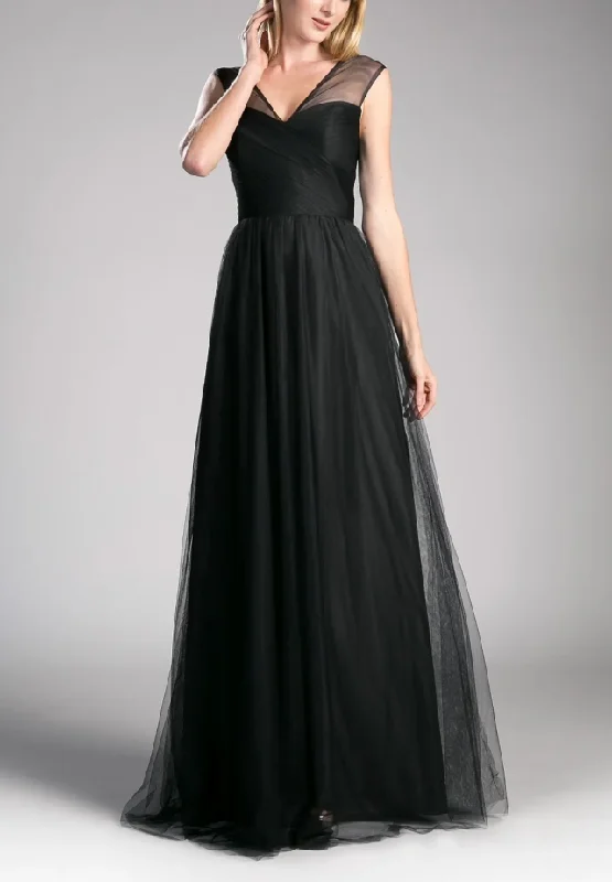 Fashionable Women's Outfit Statement Piece 6 - la divine black pleated bodice tulle gown