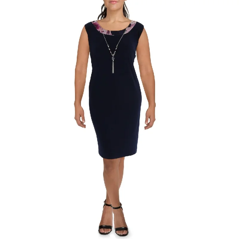 Women's Casual Wear Outfit Fashion Forward R&M Richards Womens Plus Knit Sleeveless Sheath Dress