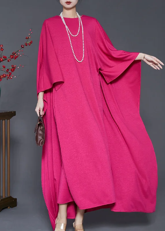 Women's Stylish Professional Garments Exquisite Craftsmanship Elegant Rose Oversized Cotton Maxi Dress Cloak Sleeves