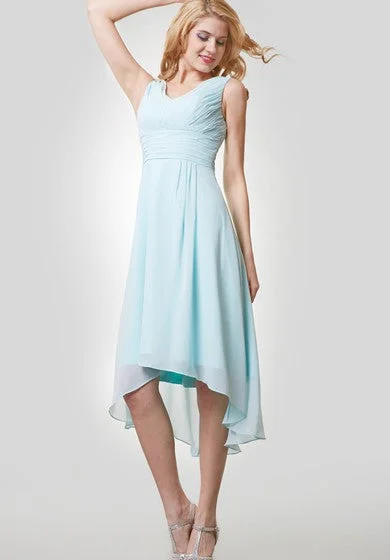 Women's Clothes For Special Occasions Last Chance Sale High-Low Chiffon Sleeveless V-Neck Dress With Ruching