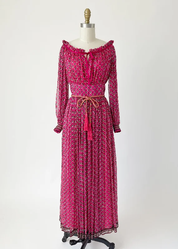 Women's High-End Clothing Trendy Women's Wear Collection Vintage 1970s Ungaro Silk Maxi Dress