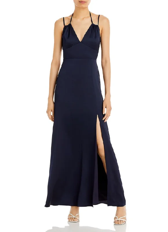 Luxury Women's Clothing Evening Looks 6 - aqua navy plunging strappy tie back gown