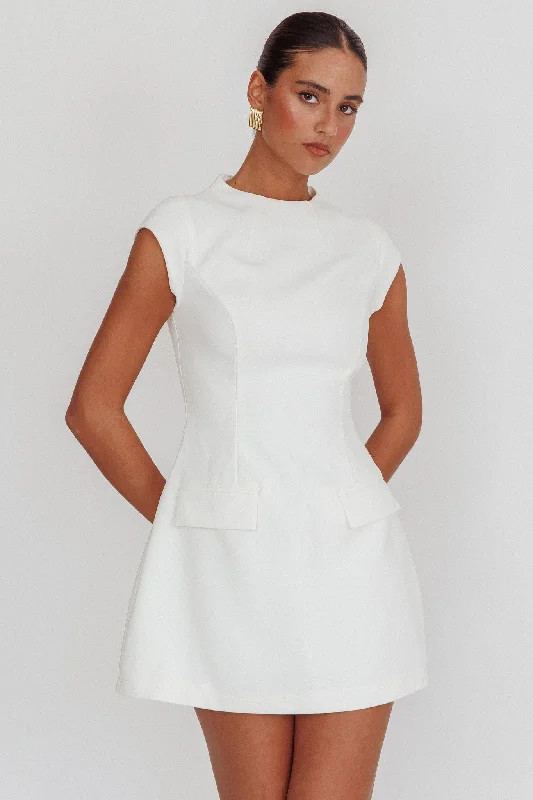 Women's Fashion-Forward Apparel Trend Alert Aristos Cap Sleeve Mini Dress White