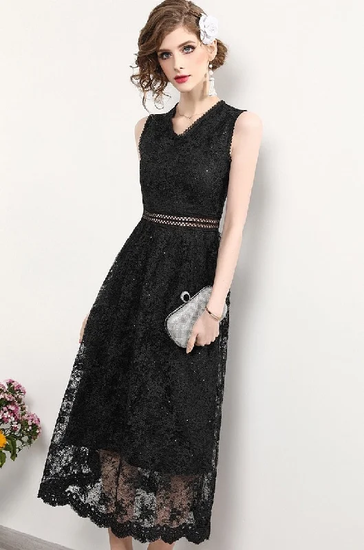 Women's Clothing With Trendy Designs Eclectic Style Wardrobe Black Lace Maxi Dress