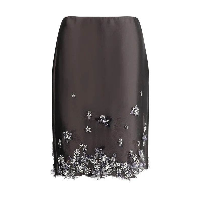 Vintage-Inspired Women's Apparel Feminine Elegance Prada Midi Skirt with Women's crystals