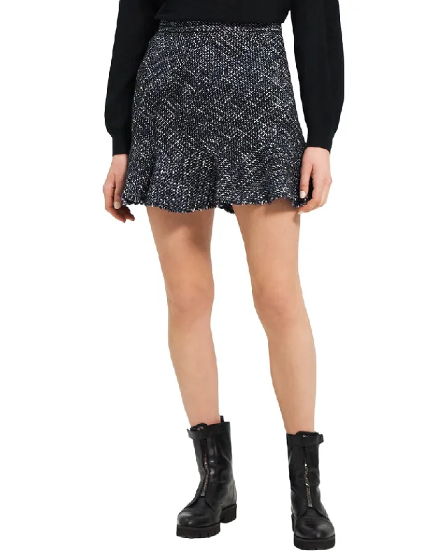 Women's Formal Event Clothing Style Revolution Theory Wool-Blend Tweed Diagonal Mini Skirt