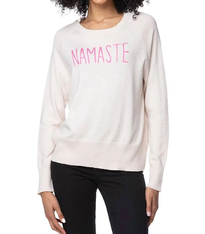 Women's Sporty Clothes Quality Wear Namaste Embroidered Sweater In White