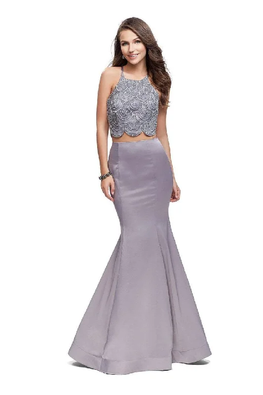 Women's Party Clothes Hurry Before It's Gone La Femme 26035 - Beaded Satin Mermaid Dress