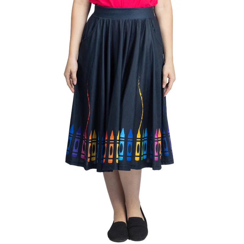 Women's Evening Apparel Bold Silhouette Crayons Twirl Skirt