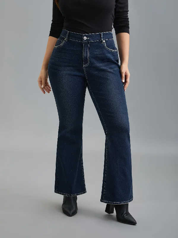 Affordable Women's Clothes Casual Chic Clothing Whiskered Stretchy Waist Bootcut Jeans