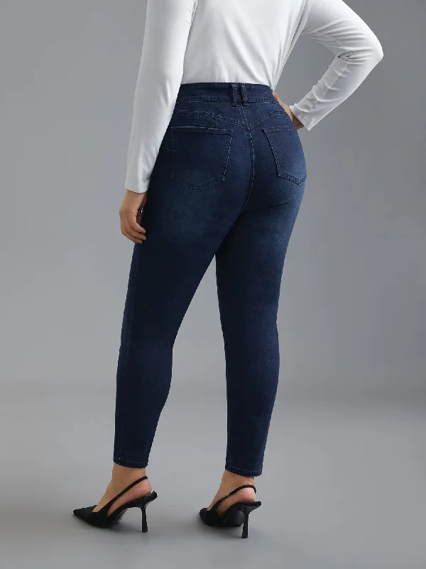 Women's Activewear Attire Latest Trends Booty-Lifting Skinny Fit Mid-Rise Jeans