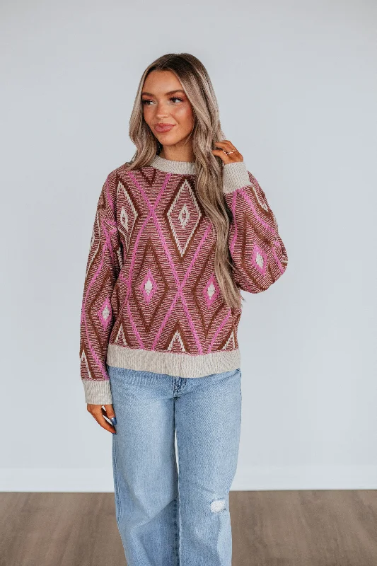 Modern Women's Attire Fashion Forward Style Sheena Knit Sweater - Chocolate Mix