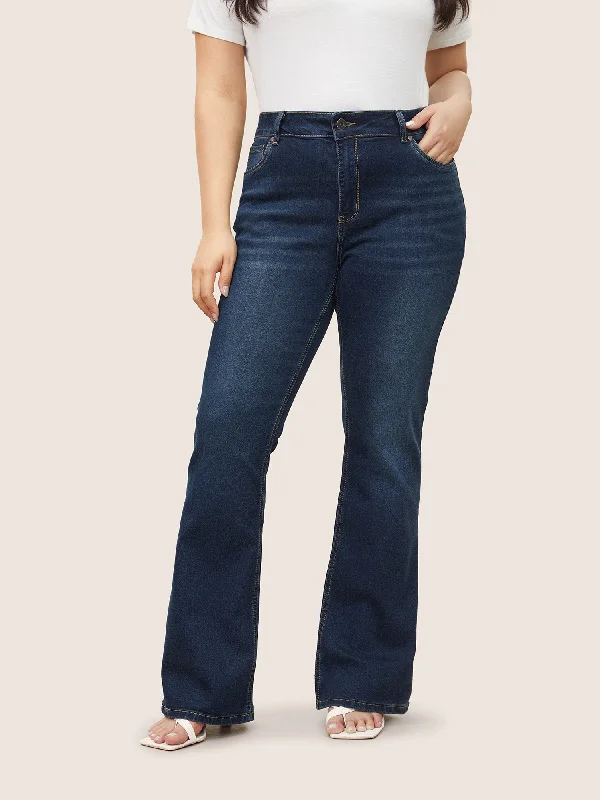 Sustainable Women's Clothes Dreamy Aesthetic Bootcut Very Stretchy Mid Rise Medium Wash Sculpt Waist Jeans