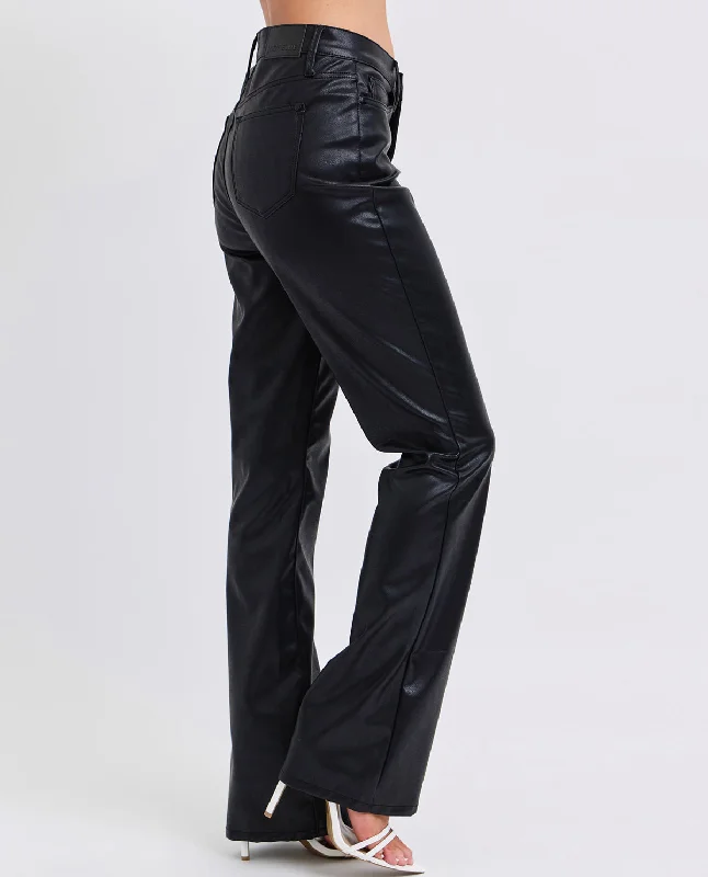 Women's Apparel And Garments Trendy Styles Judy Blue High Waist Faux Leather Bootcut Pant