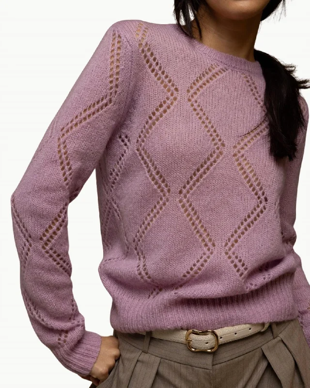 Women's Cozy Clothes Quality Driven Apparel Vivienne Cashmere Crew Sweater In Lilac