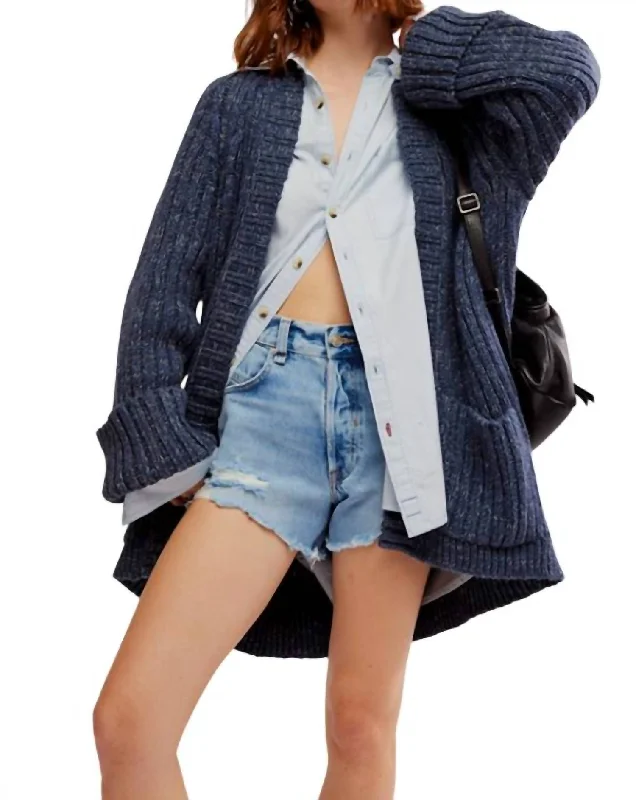 Women's Transitional Attire Chic Urban Fashion Look Blossom Cardigan In Big Dipper Blue