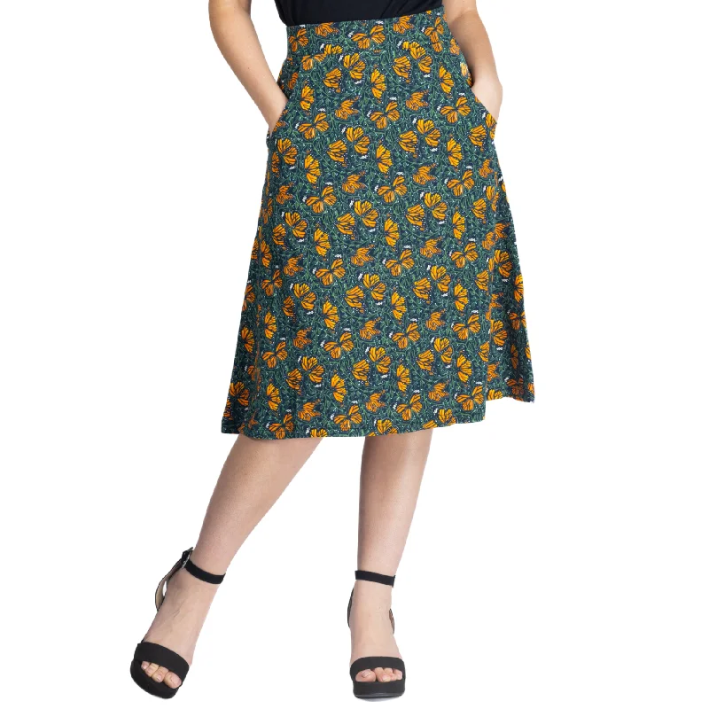 Women's Functional Outdoor Garments Classic Appeal Monarch Butterflies A-Line Skirt