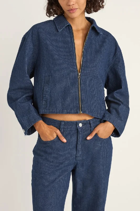 Women's Clothes For Work Events Limited - Edition Drops Pinstripe Cropped Jacket Indigo