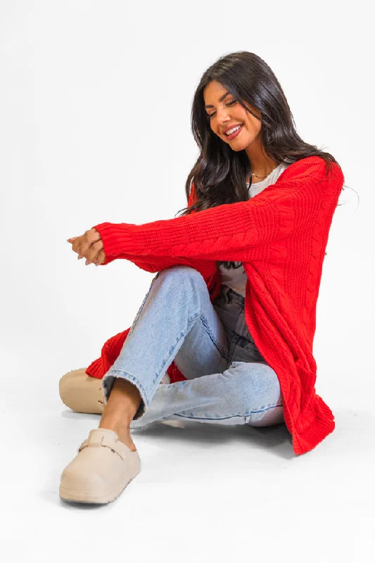 Women's Work Apparel Trend Forward Women's Wear Won't Change My Heart Red Cardigan SALE