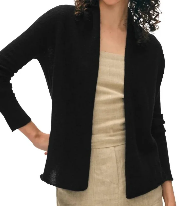 Women's Clothing For Work Elevate Your Wardrobe Cashmere Mini Trapeze Cardigan In Black