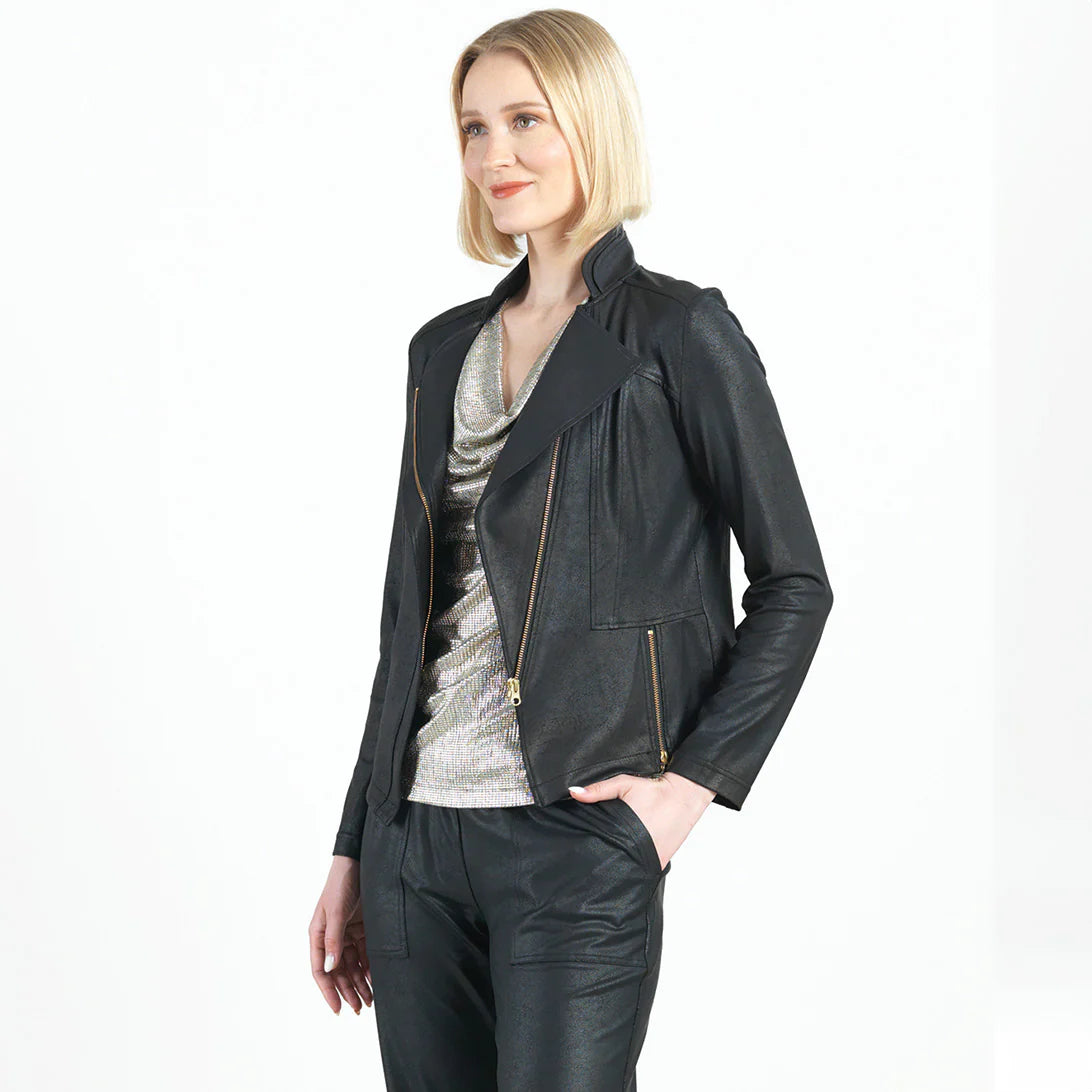 Women's High-Fashion Attire Casual Fashion Liquid Leather™ Signature Jacket - Black