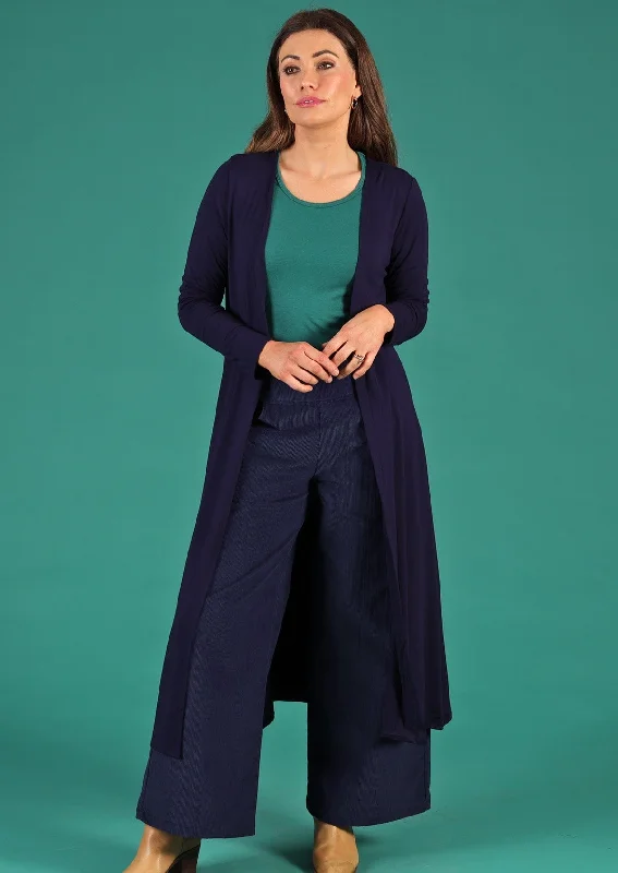 Women's Casual Wear Clothes Flash Sale Duster Jersey Jacket Navy Blue