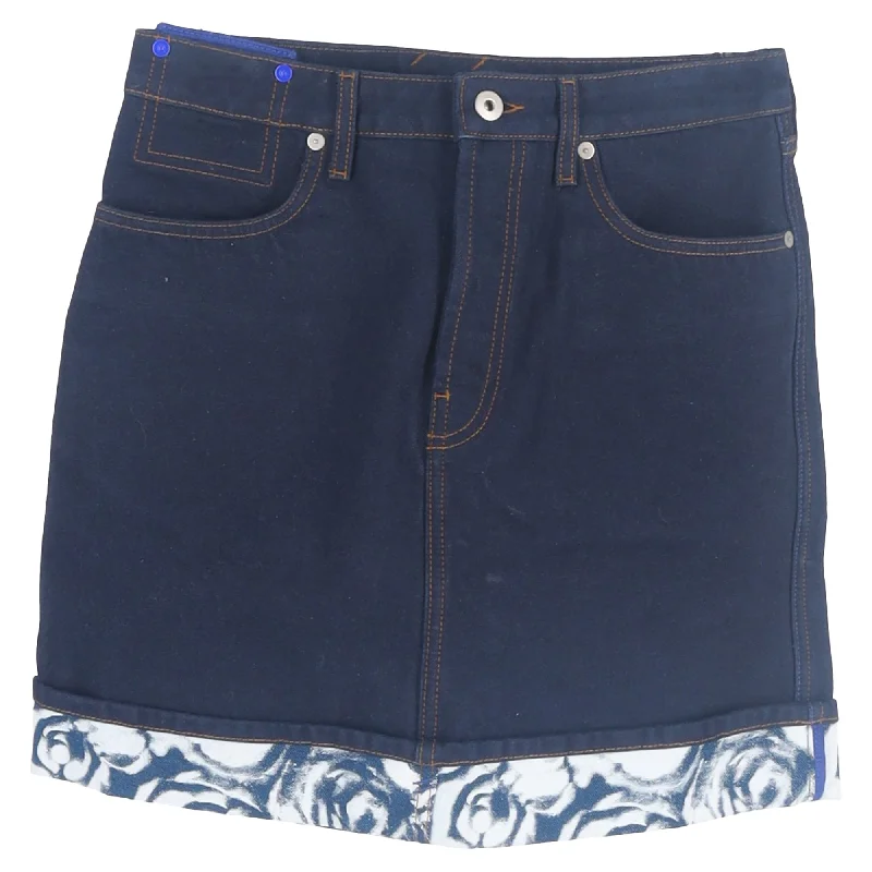 Women's Luxury Attire Chic & Cozy Apparel Burberry Printed Hem Mini Skirt in Blue Cotton Denim