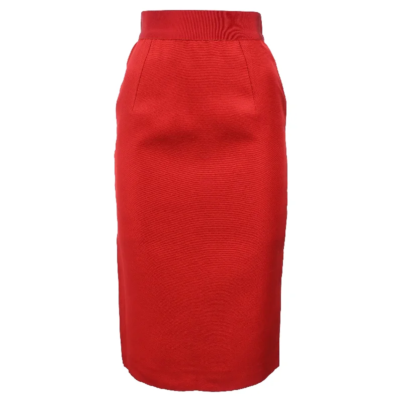 Women's Stylish Casual Garments Luxe Women's Fashion Giambattista Valli High-Rise Midi Pencil Skirt in Red Wool