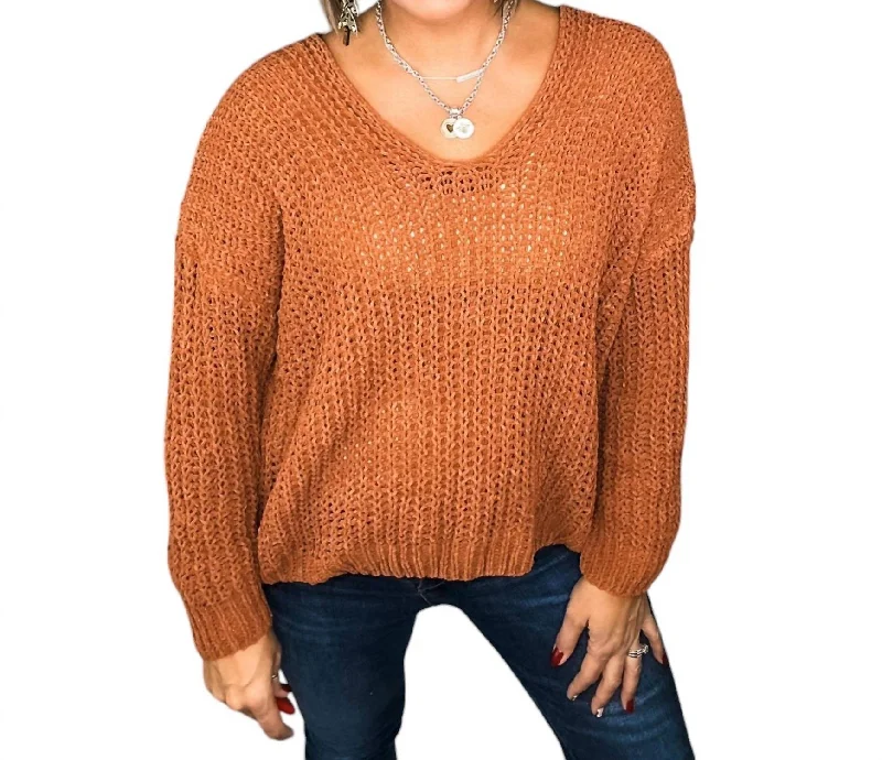 Women's Elegant Apparel Wardrobe Refresh Such A Steal Sweater In Rust