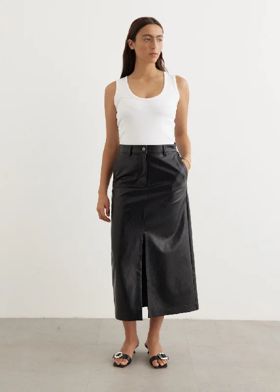 Women's Casual Wear Clothing Fashion Frontiers Foretell Vegan Leather Skirt