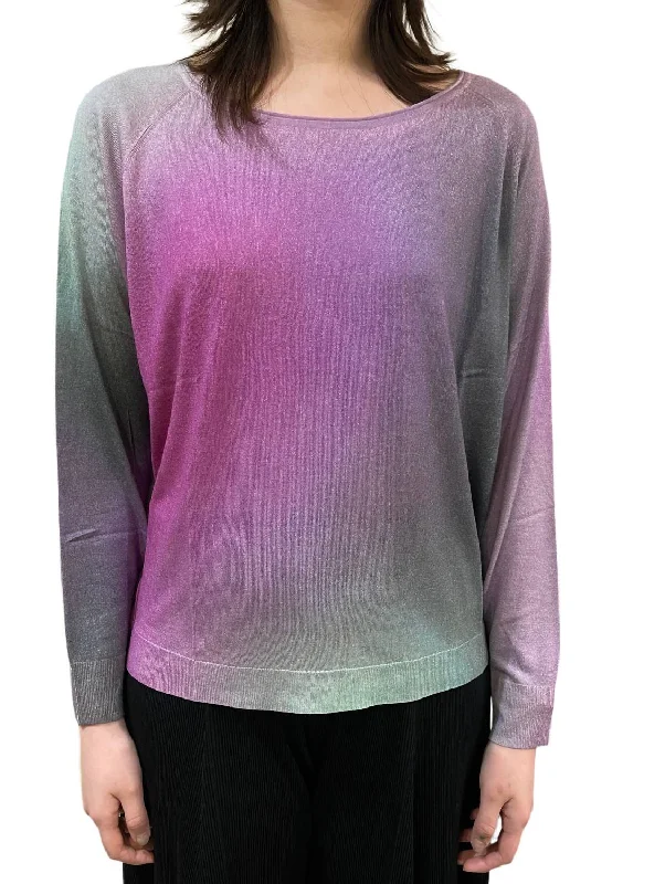 Sustainable Women's Clothing Casual Chic Ombre Silk Cashmere Sweater In Violet