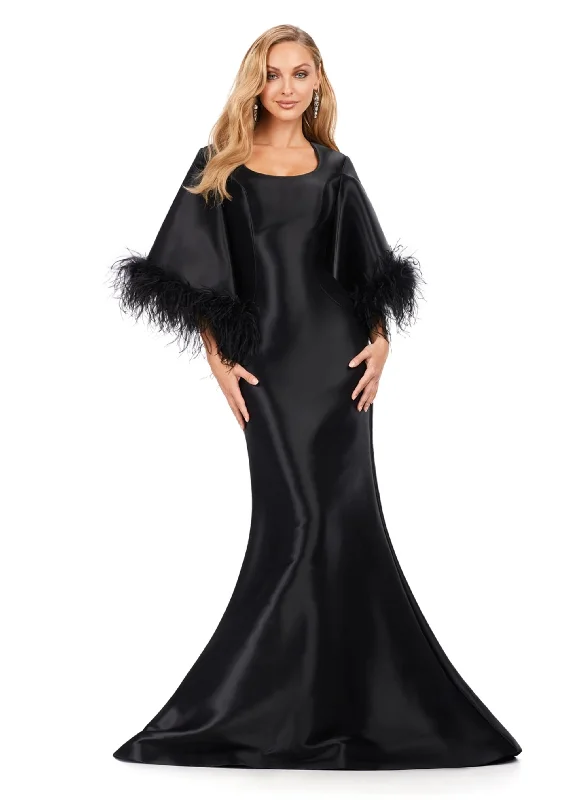 Women's Casual Wear Clothes Seize Bargains Ashley Lauren 11381 - Feathered Satin Evening Gown