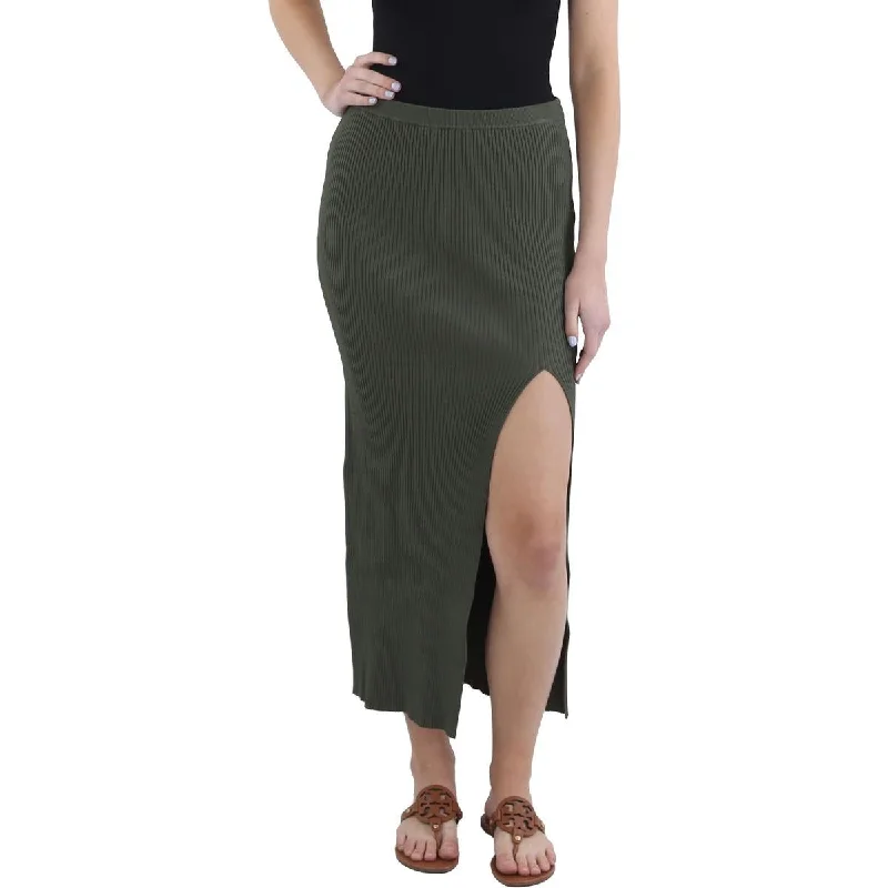 Comfortable Lounge Clothing Trendy Women's Collection Womens Knit Ribbed Midi Skirt