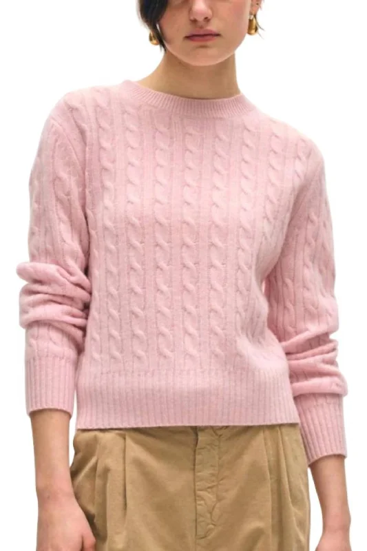 Women's Trendy Casual Clothes Style Upgrade Featherweight Cable Crew Sweater In Primrose