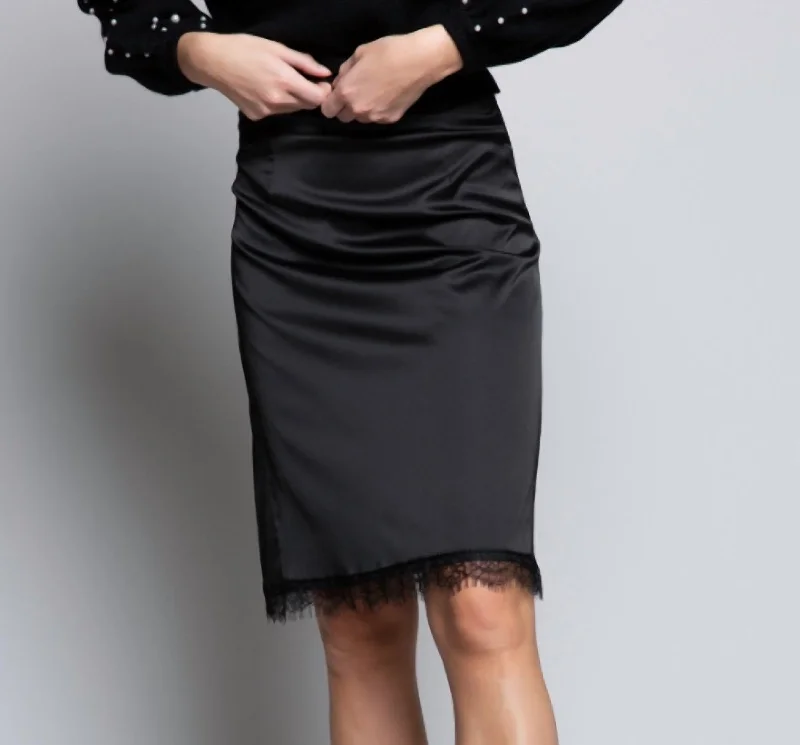 Women's Clothing For Outdoor Events Spring Fashion Dressy Silk Skirt In Black