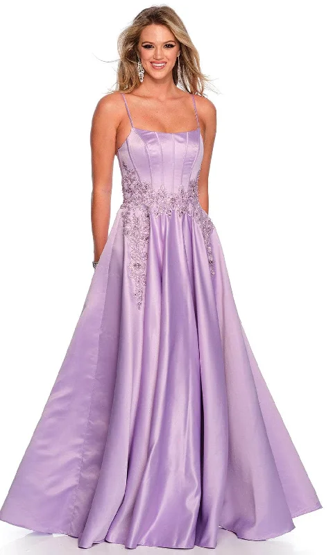 Affordable Women's Clothing Find Your Unique Flair Dave & Johnny 11338 - Spaghetti Strap Satin Prom Gown