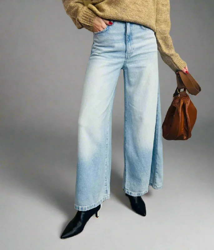 Women's Clothing Modern Romance Light Blue Lyocell Blend Palazzo Leg Jeans