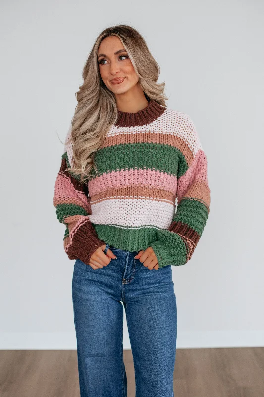 Women's Evening Apparel Wardrobe Update Celia Colorblock Sweater - Basil Mix